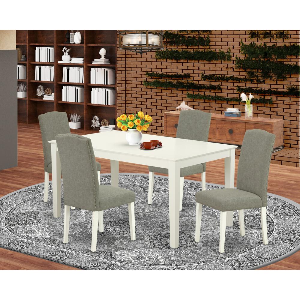 Dining Room Set Linen White, CAEN5-LWH-06. Picture 2
