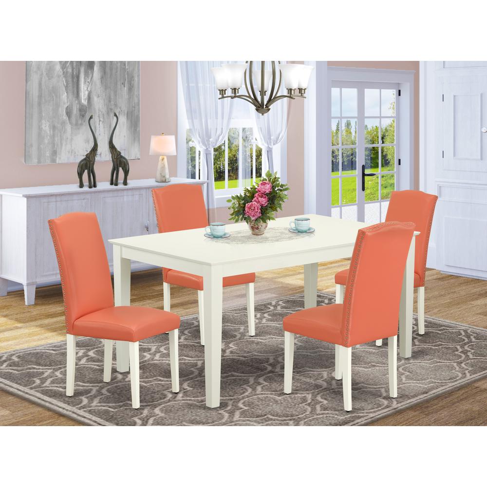 Dining Room Set Linen White, CAEN5-LWH-78. Picture 2