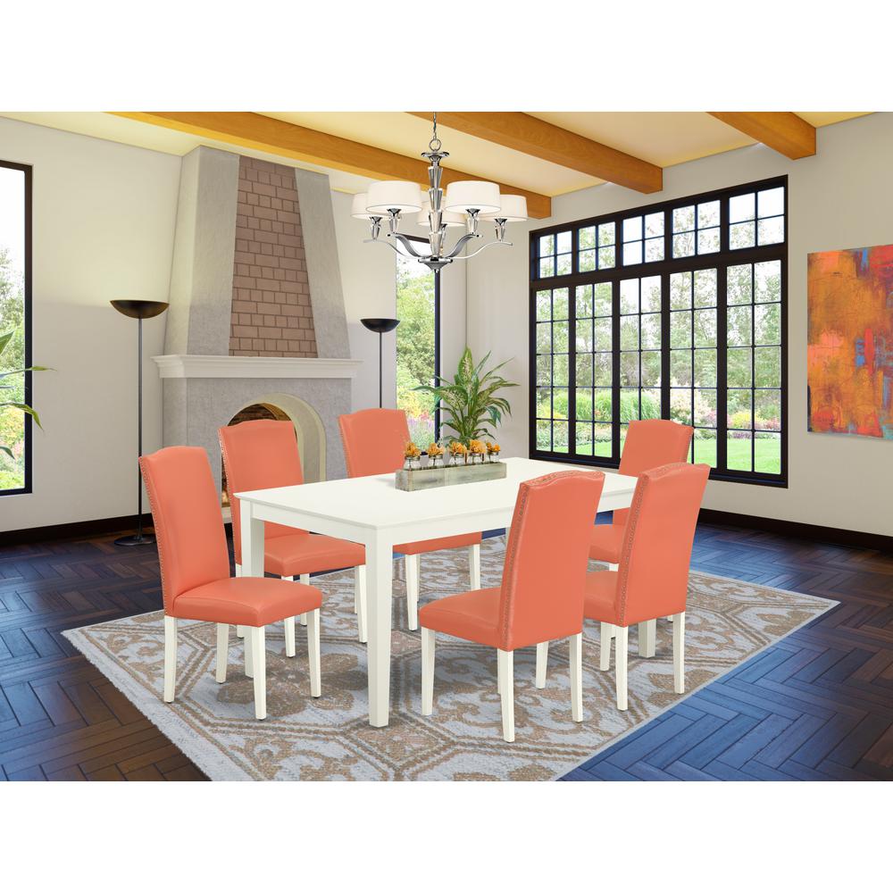 Dining Room Set Linen White, CAEN7-LWH-78. Picture 2