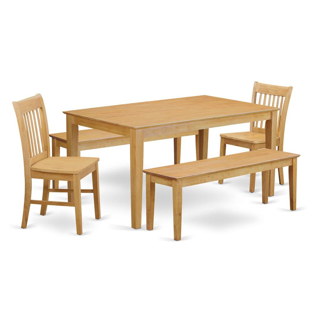 5  PC  Dining  room  set  -  Kitchen  Table  and  2  Dining  Chairs  and  2  Wooden  benches. Picture 1