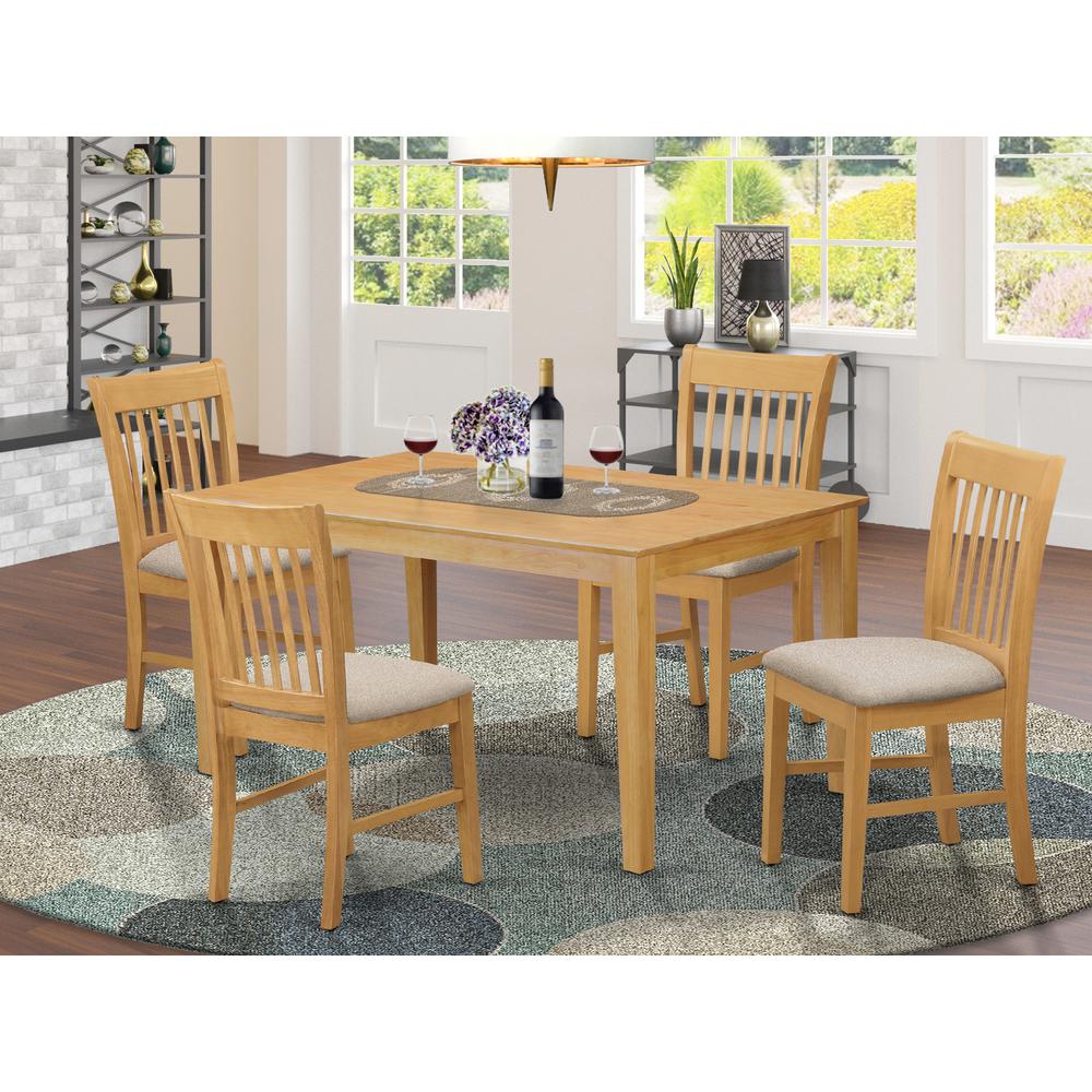 CANO5-OAK-C 5 PC Table set - Dining Table and 4 Dining Chairs. Picture 2