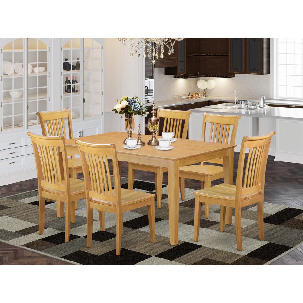 Dining Room Set Oak, CAPO7-OAK-W. Picture 2