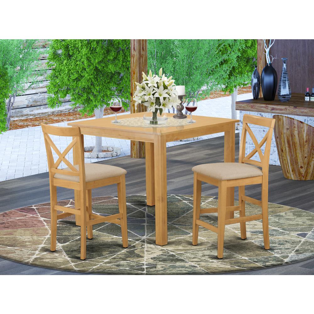 CFPB3-OAK-C 3 Pc counter height pub set - Dining Table and 2 counter height Dining chair.. Picture 2