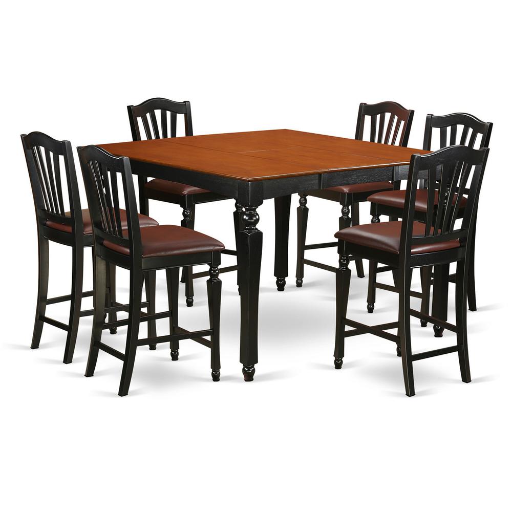 7  Pc  counter  height  set-  Square  Counter  height  Table  and  6  Kitchen  counter  Chairs. Picture 1