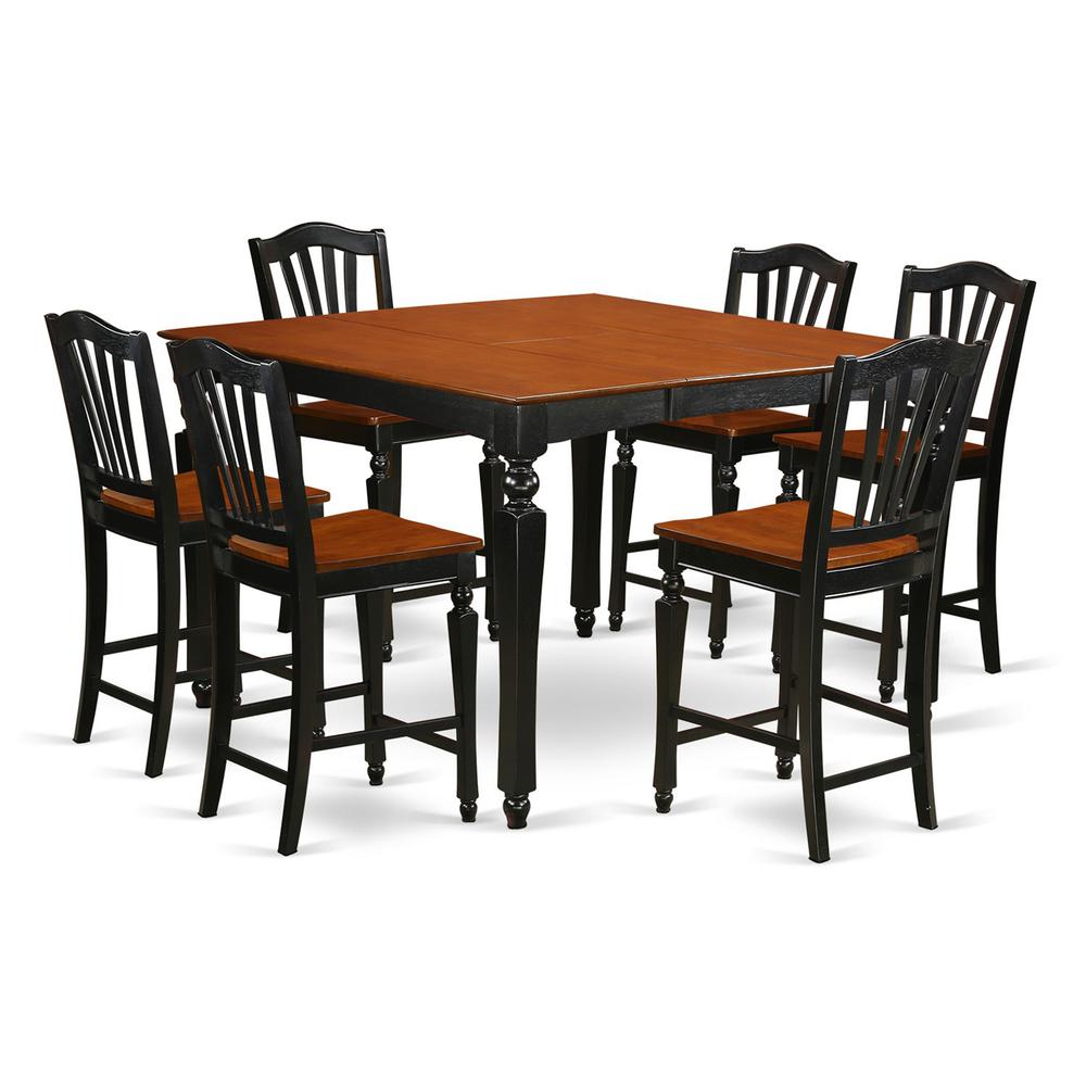 7  Pc  counter  height  Table  set-Square  gathering  Table  and  6  Stools. Picture 1