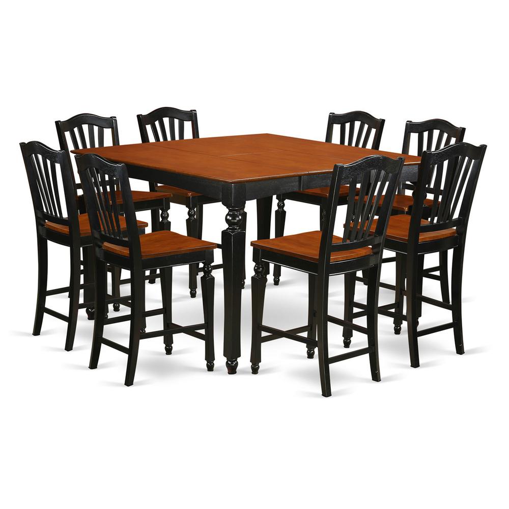 9  PC  counter  height  set-  Square  pub  Table  and  8  Stools. Picture 1