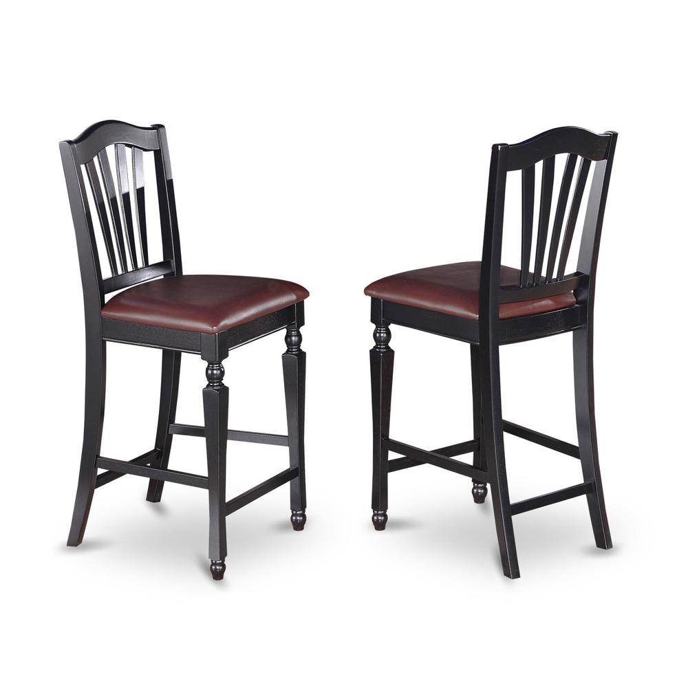 Chelsea  Stools  with  FAUX  LEATHER  upholstered  seat,  24"  seat  height,  Set  of  2. Picture 1