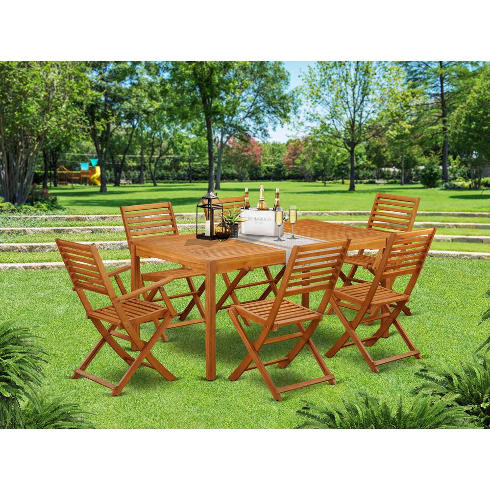 Wooden Patio Set Natural Oil, CMBS72CANA. Picture 5