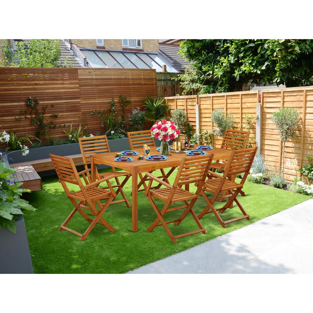 Wooden Patio Set Natural Oil, CMBS7CANA. Picture 4