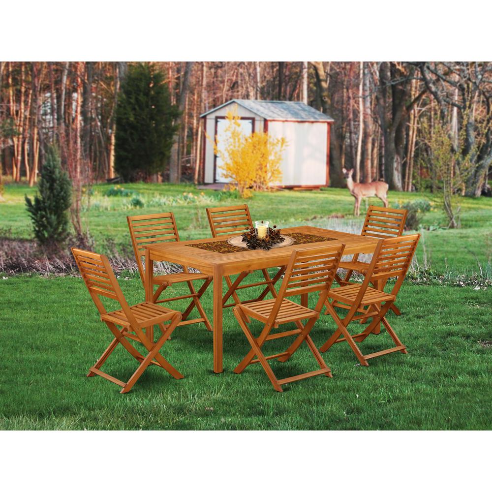 Wooden Patio Set Natural Oil, CMBS7CWNA. Picture 4
