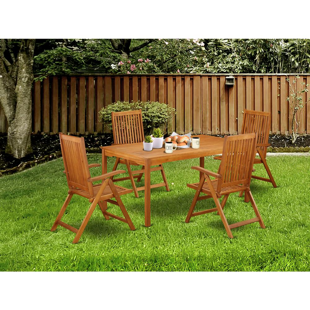 Wooden Patio Set Natural Oil, CMCN5NC5N. Picture 4