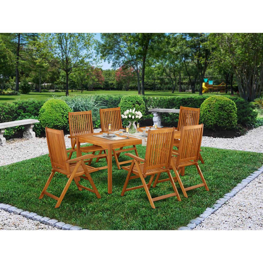 Wooden Patio Set Natural Oil, CMCN7NC5N. Picture 4