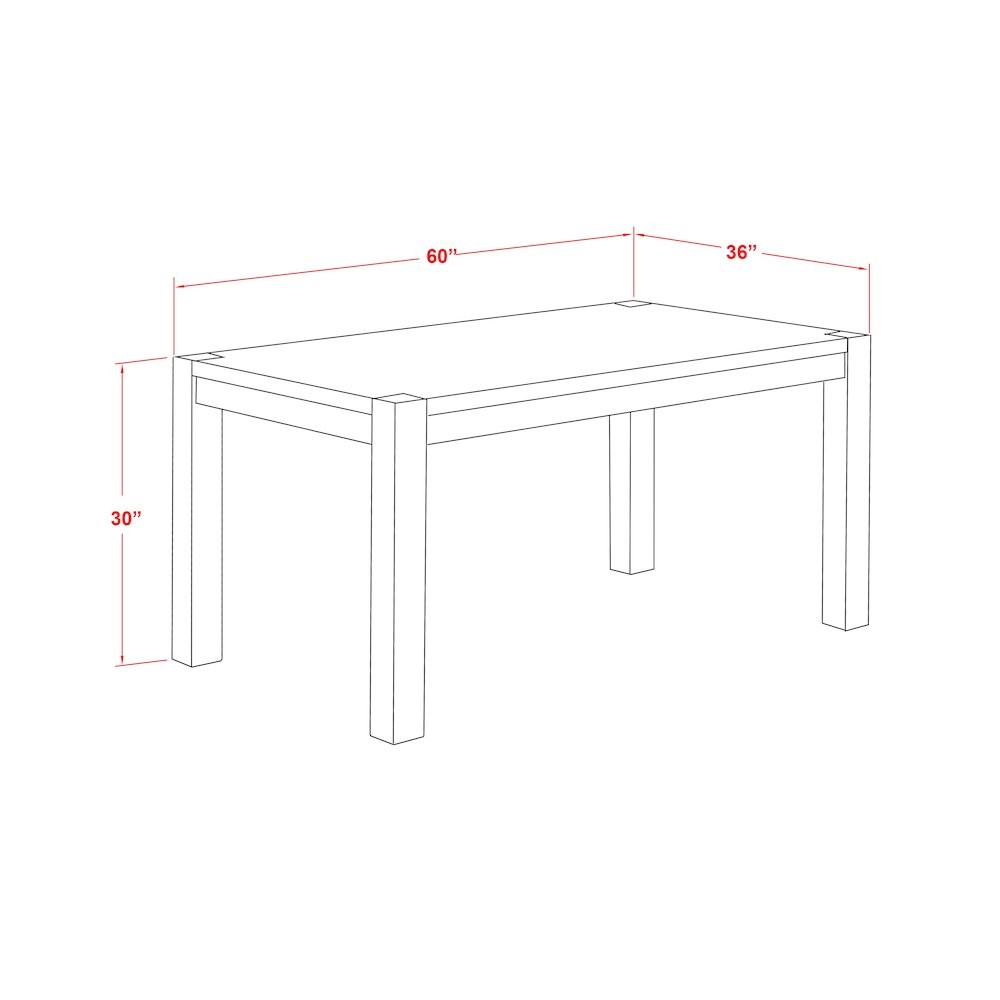 East West Furniture CN6-07-T  Beautiful Rectangular Table with Distressed Jacobean Color Table Top Surface and Asian Wood Dinette Table Wooden Legs - Distressed Jacobean Finish. Picture 2