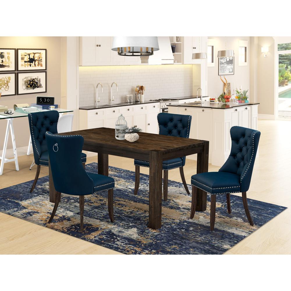 5 Piece Modern Dining Set Contains a Rectangle Rustic Wood Kitchen Table. Picture 7