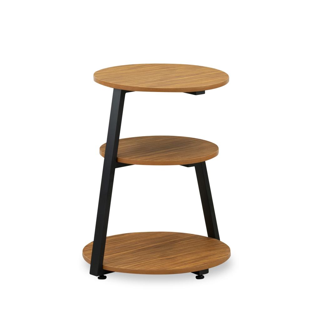 Driscoll 3 Tier Night Stand for Bedrooms - Bedside Table in Powder Coating Black Color and Brown Wood Laminate. Picture 1