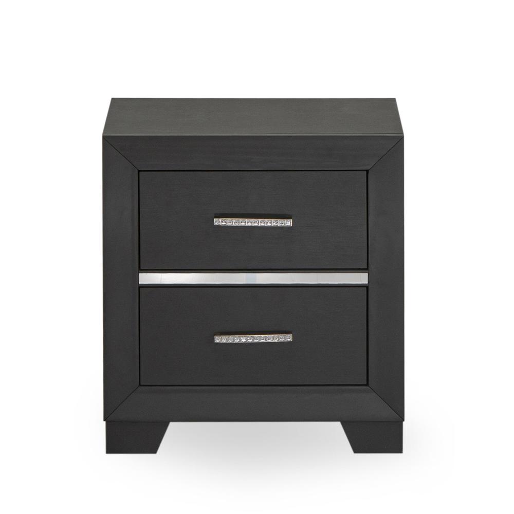 East West Furniture 1-Piece Denali Small Nightstand with 2 Drawers for any Bedroom - Brushed Gray Finish. Picture 1