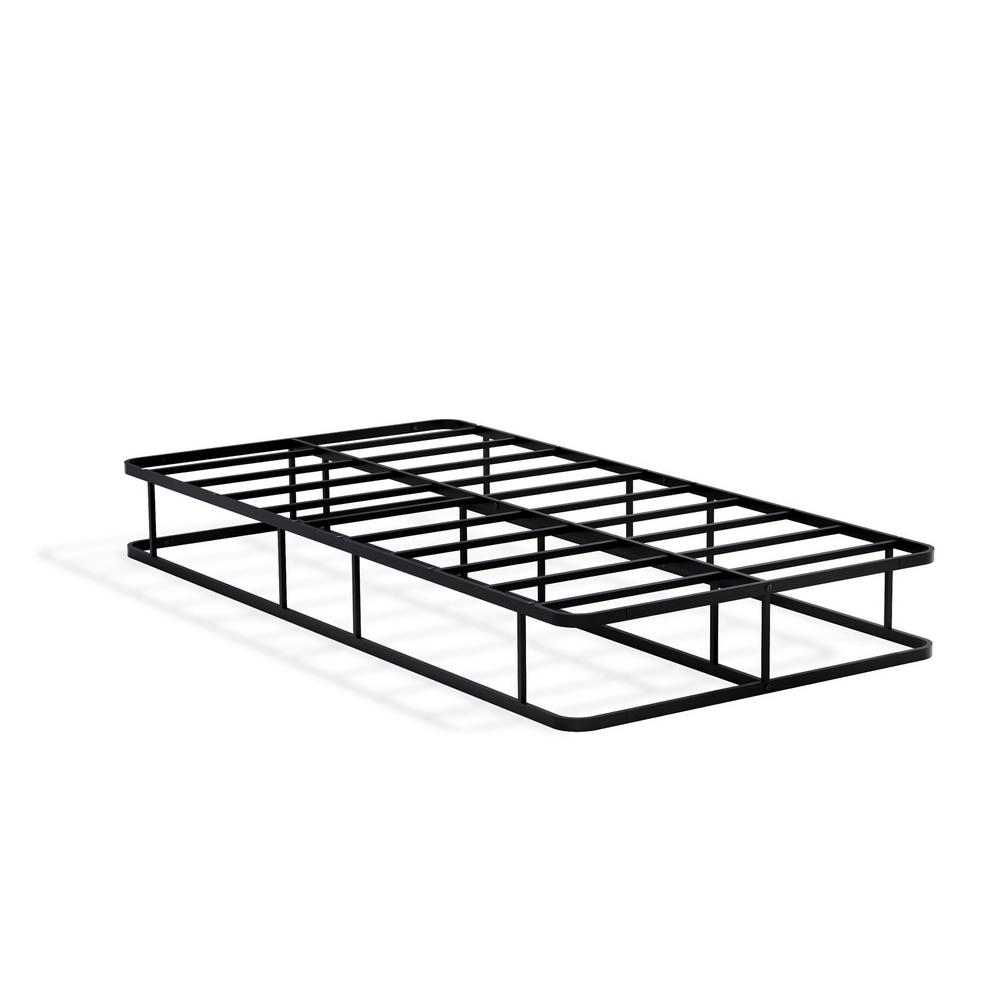 DHTBBLK Dothan Twin Size Bed Frame with Luxurious Style Headboard and Footboard - High Quality Metal Frame in Powder Coating Black. Picture 1