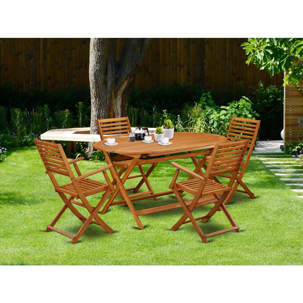 Wooden Patio Set Natural Oil, DIBS5CANA. Picture 4