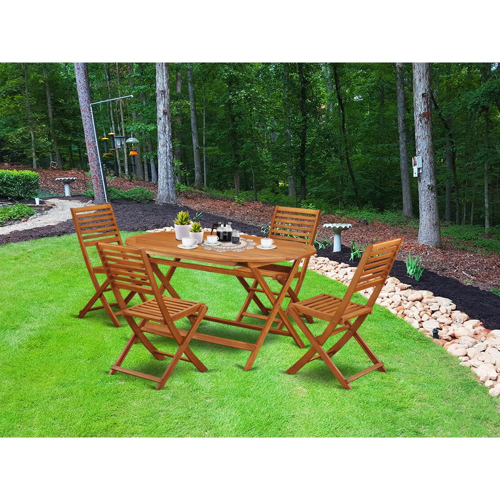 Wooden Patio Set Natural Oil, DIBS5CWNA. Picture 4