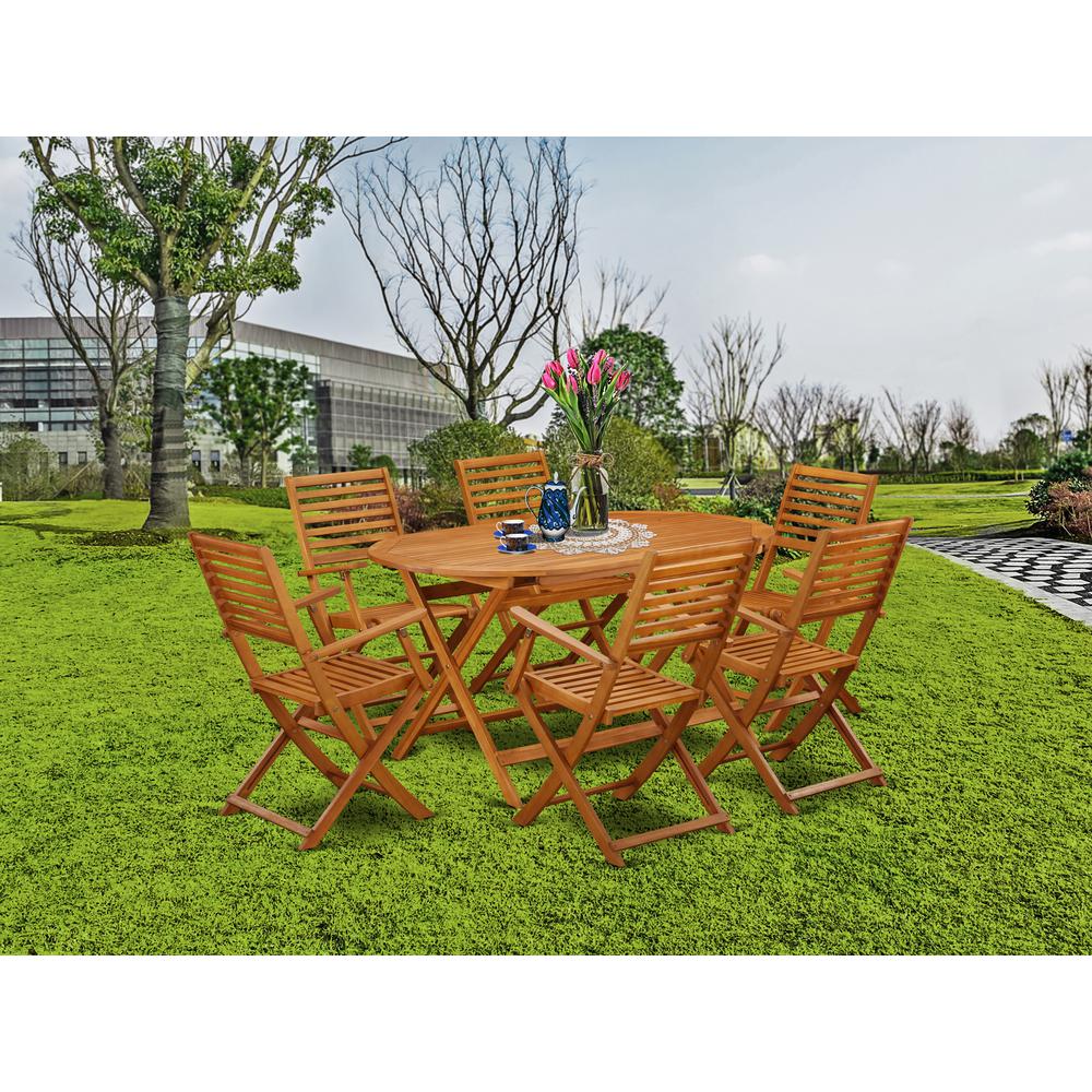 Wooden Patio Set Natural Oil, DIBS7CANA. Picture 2