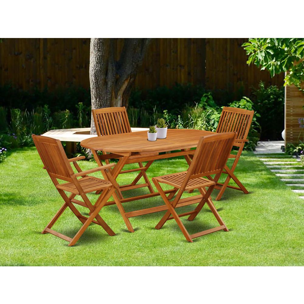 Wooden Patio Set Natural Oil, DICM52CANA. Picture 5