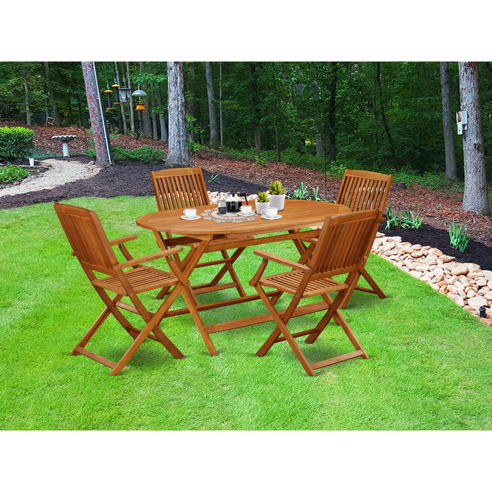 Wooden Patio Set Natural Oil, DICM5CANA. Picture 4