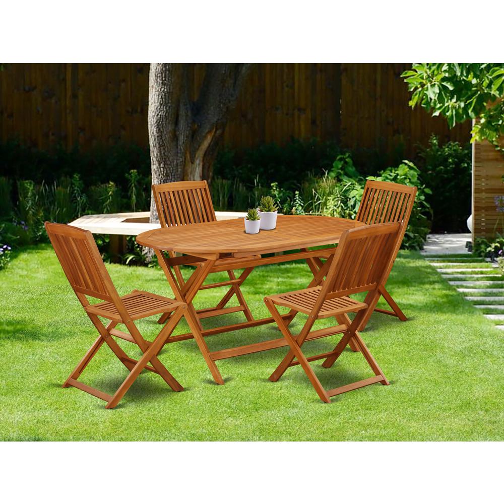 Wooden Patio Set Natural Oil, DICM5CWNA. Picture 4