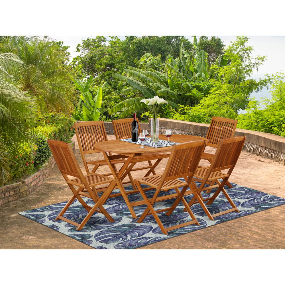 Wooden Patio Set Natural Oil, DICM7CWNA. Picture 2