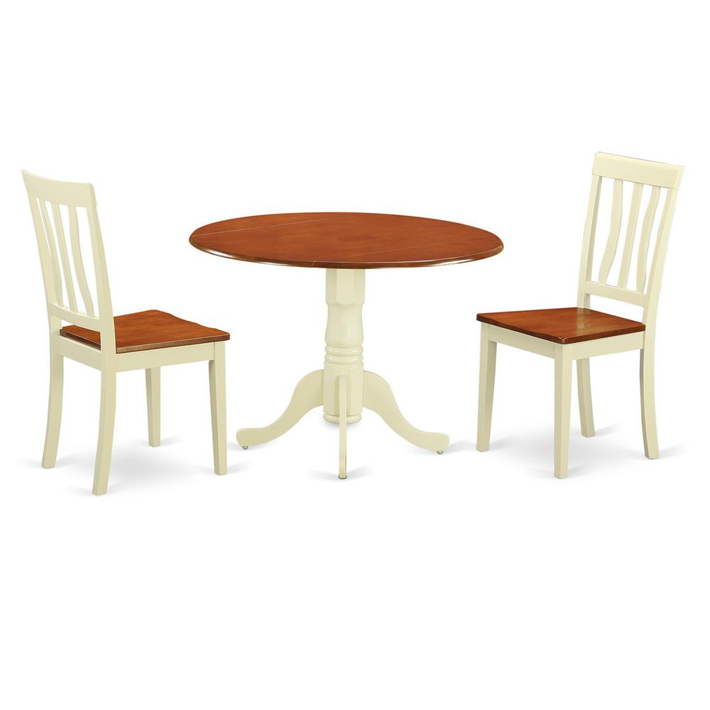 Dining  set  -  3  Pcs  with  2  Wood  Chairs  in  Buttermilk. Picture 1