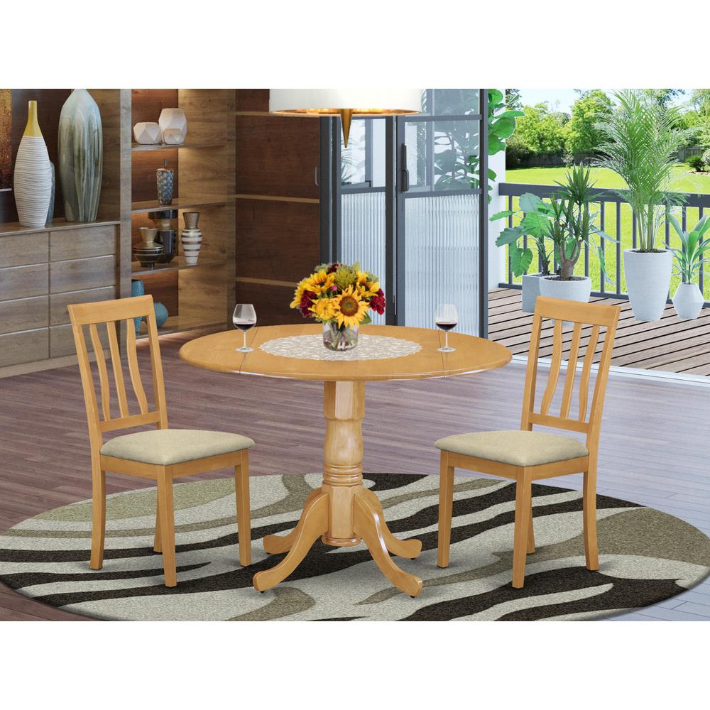 DLAN3-OAK-C 3 PcTable and chair set - Kitchen dinette Table and 2 Kitchen Chairs. Picture 2