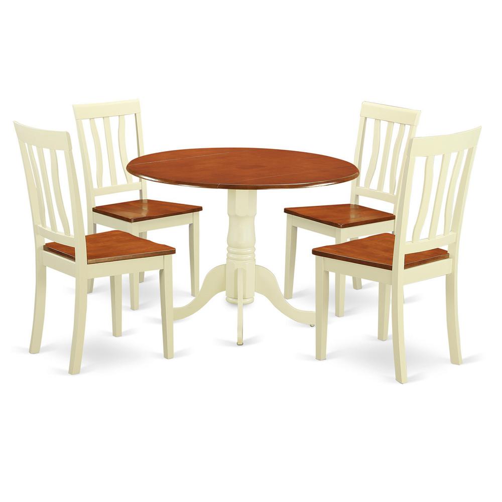 Dining  set  -  5  Pcs  with  4  Wood  Chairs  in  Buttermilk. Picture 1