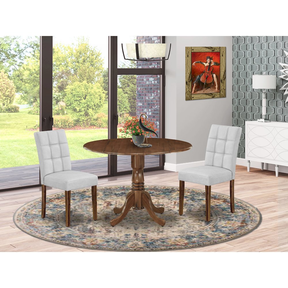 3 Piece Mid Century Modern Dining Set contain A Wood Table. Picture 2
