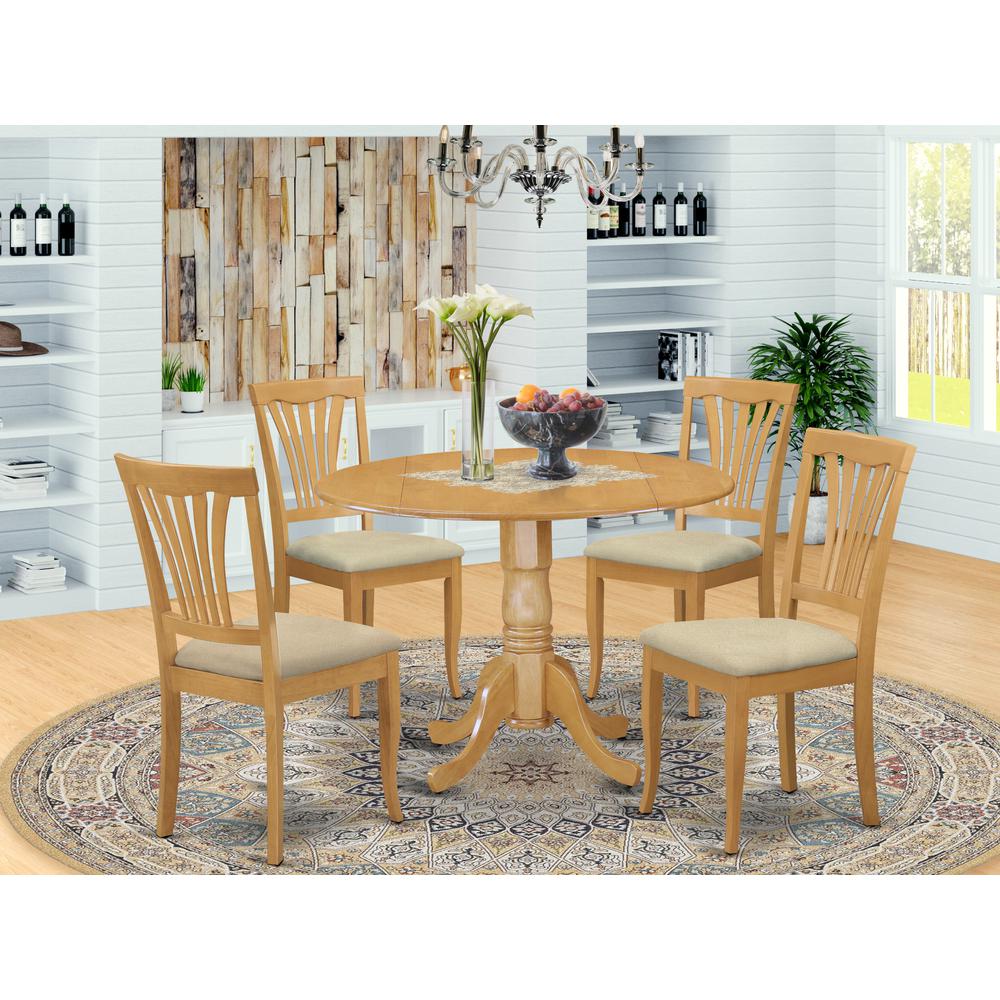 DLAV5-OAK-C 5 PC Kitchen nook Dining set-round Kitchen Table and 4 Kitchen Chairs. Picture 2