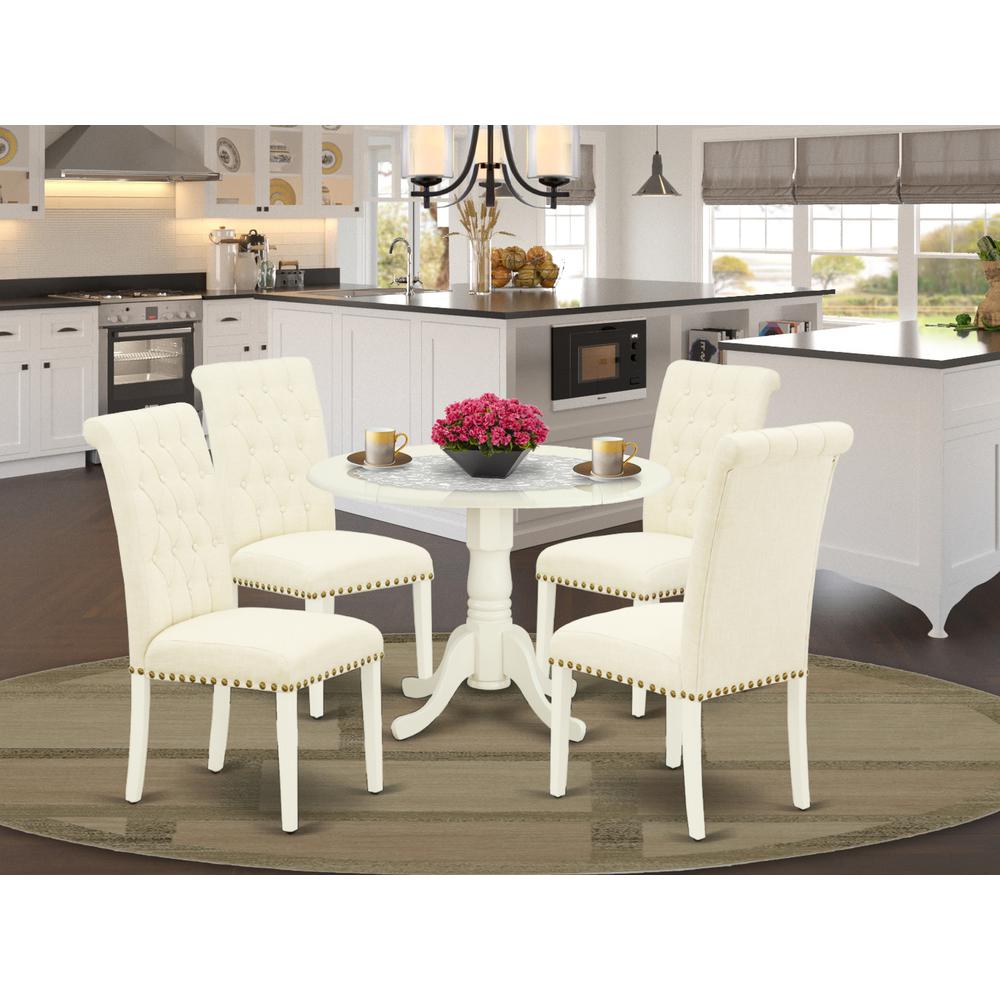 Dining Room Set Linen White, DLBR5-WHI-02. Picture 2