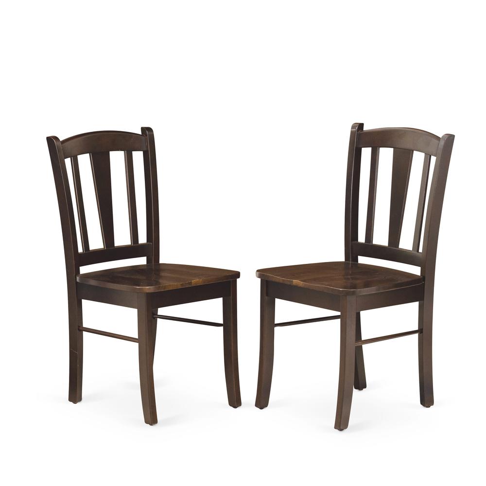 DMDL5-MAH-W - 5-Pc Kitchen Dining Room Set- 4 Dining Chairs with Wooden Seat and Slatted Chair Back - Dropleafs Dining Room Table - Mahogany Finish. Picture 4