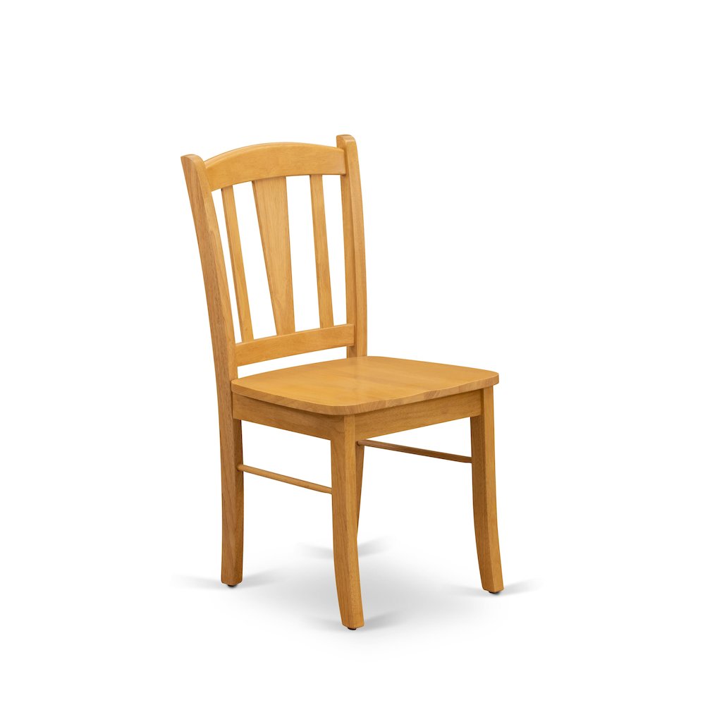 OXDL5-OAK-W - 5-Piece Dining Room Table Set- 4 Wooden Chair and Wood Dining Table - Wooden Seat and Slatted Chair Back - Oak Finish. Picture 6