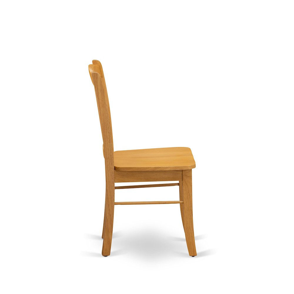 OXDL5-OAK-W - 5-Piece Dining Room Table Set- 4 Wooden Chair and Wood Dining Table - Wooden Seat and Slatted Chair Back - Oak Finish. Picture 7