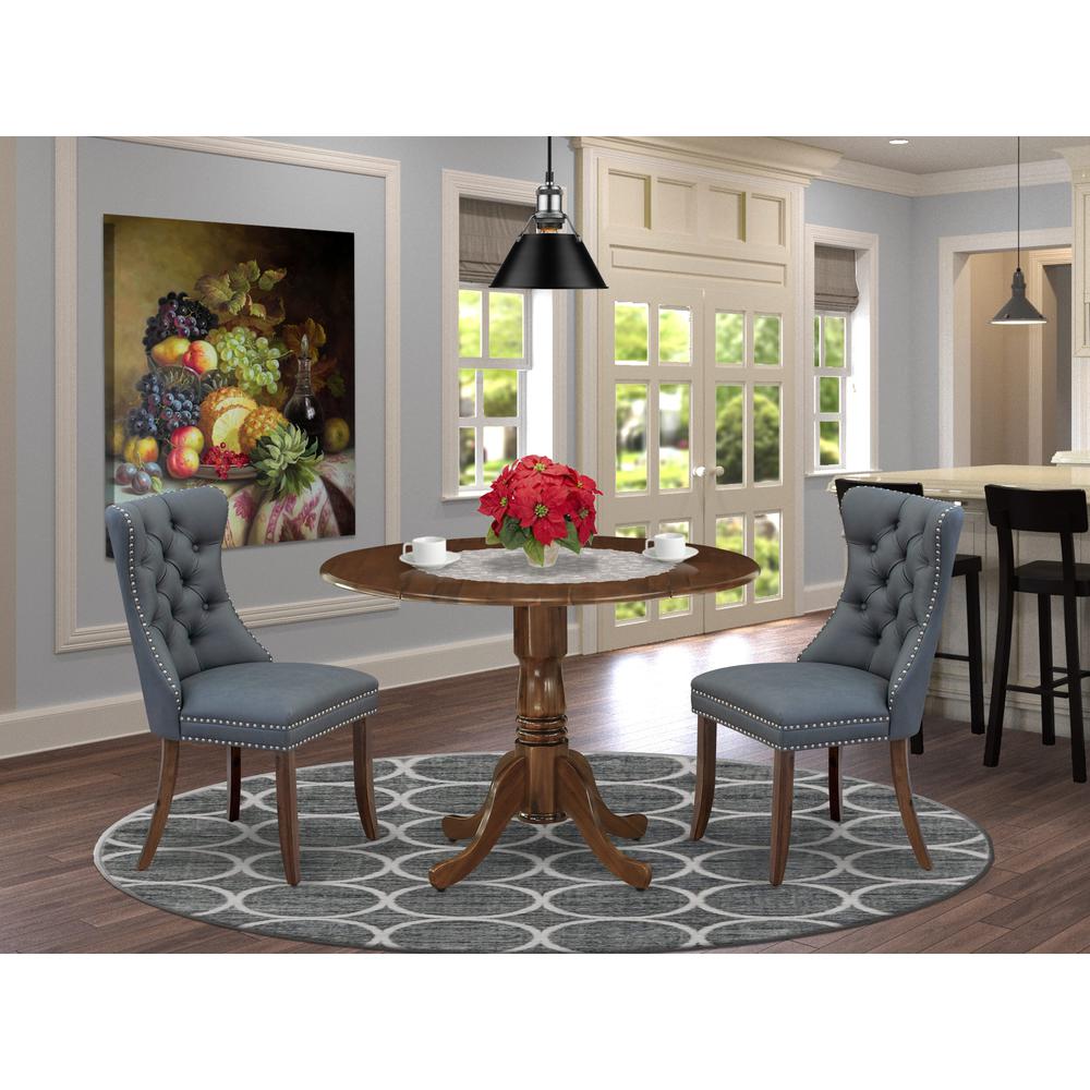 3 Piece Dining Set Consists of a Round Kitchen Table with Dropleaf. Picture 7