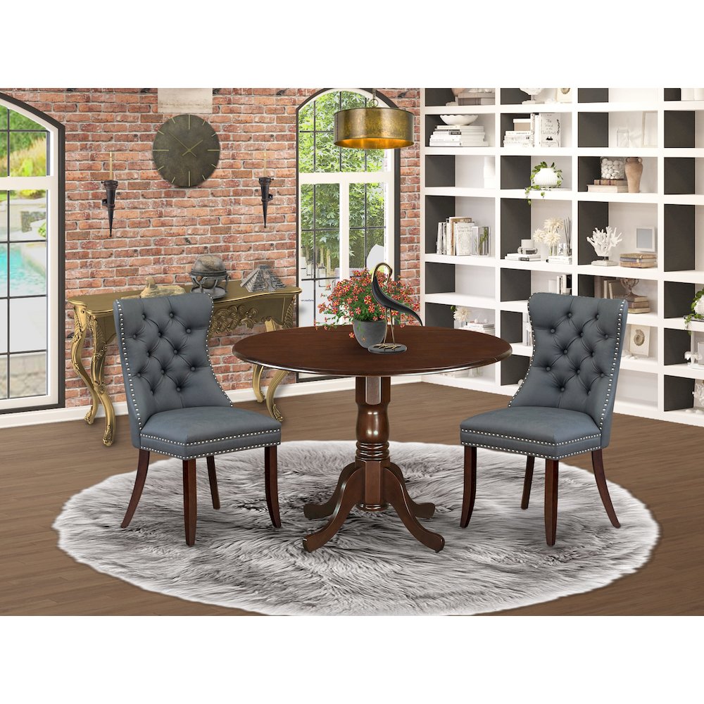 3 Piece Dining Table Set Consists of a Round Kitchen Table with Dropleaf. Picture 2