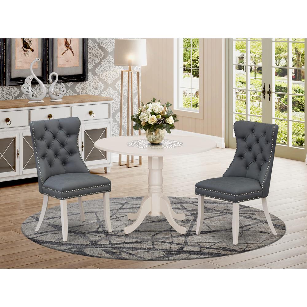 3 Piece Dining Table Set Consists of a Round Kitchen Table with Dropleaf. Picture 7