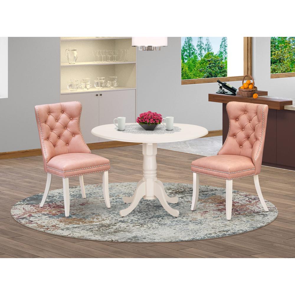 3 Piece Dining Set Consists of a Round Kitchen Table with Dropleaf. Picture 7