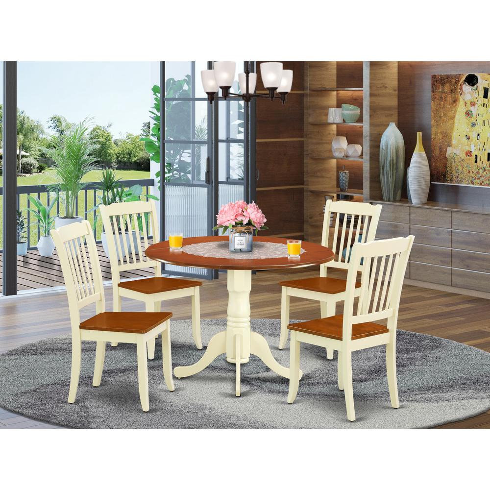 Dining Room Set Buttermilk & Cherry, DLDA5-BMK-W. Picture 2