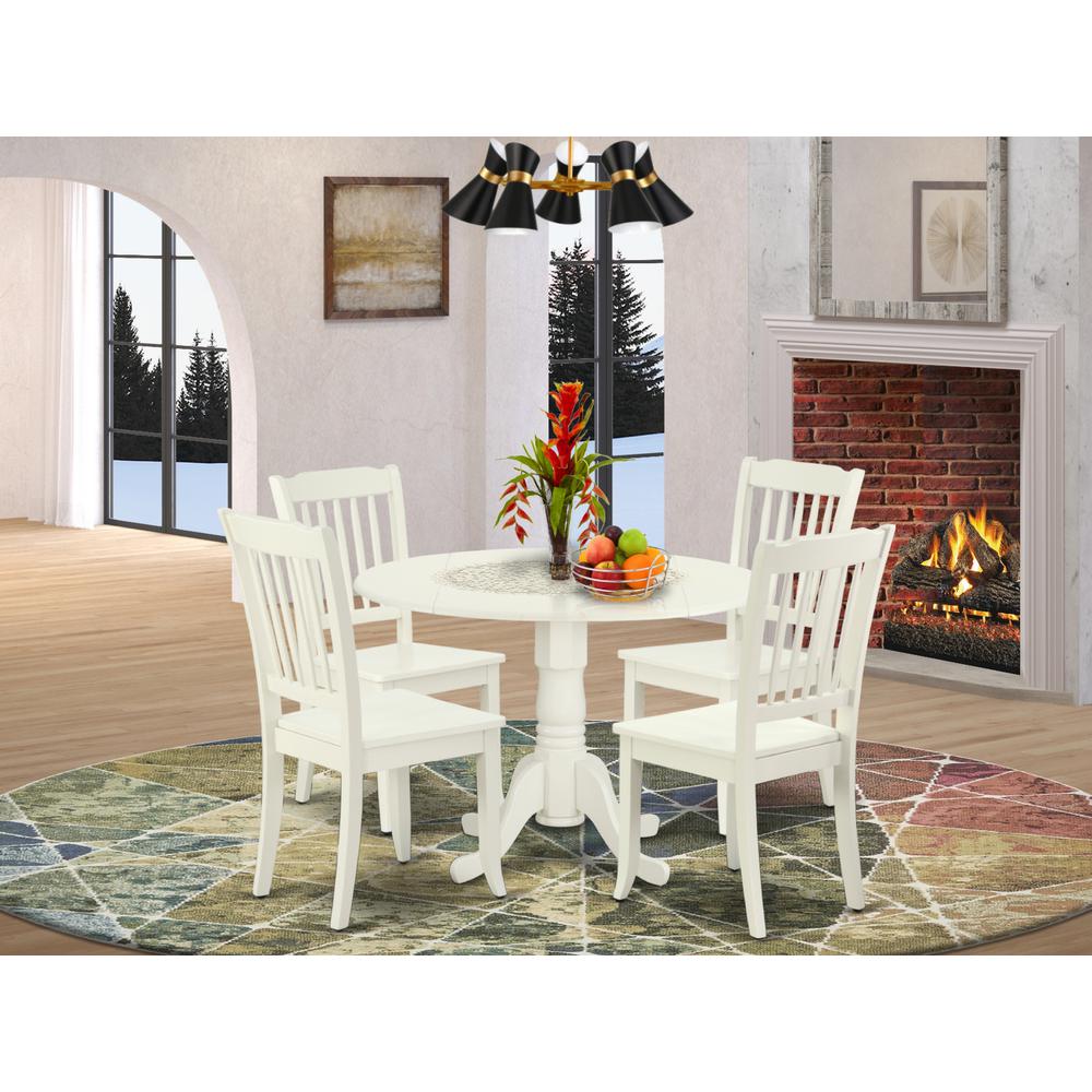 Dining Room Set Linen White, DLDA5-LWH-W. Picture 2