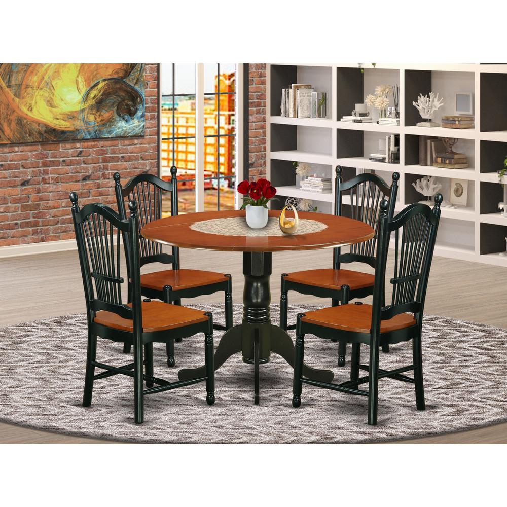 Dining Room Set Black & Cherry, DLDO5-BCH-W. Picture 2