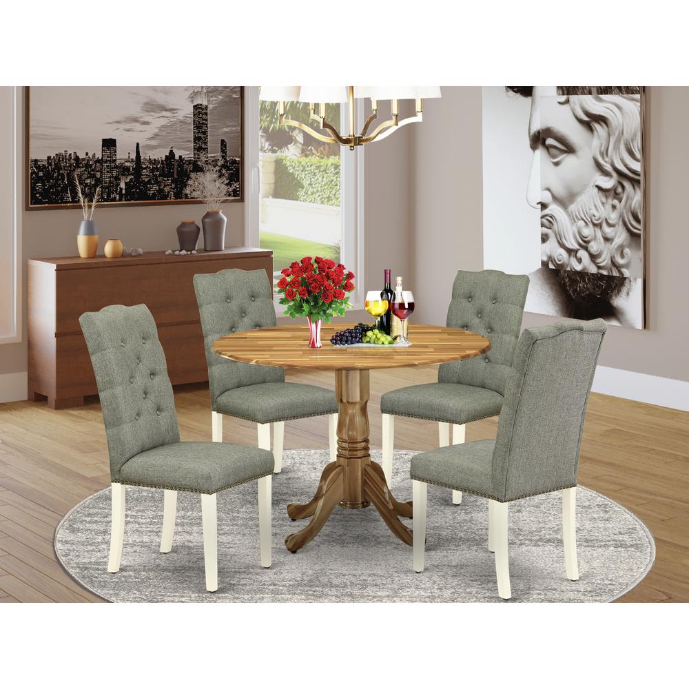 Dining Room Set Linen White, DLEL5-WHI-07. Picture 2
