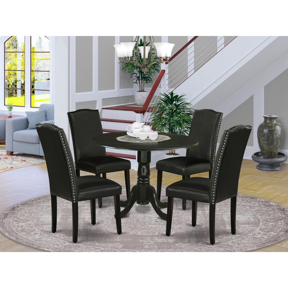 Dining Room Set Black, DLEN5-BLK-69. Picture 2