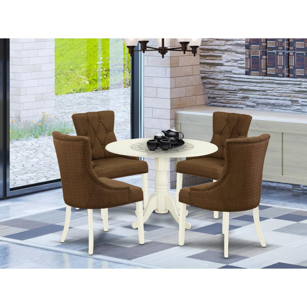 Dining Room Set Linen White, DLFR5-WHI-18. Picture 2