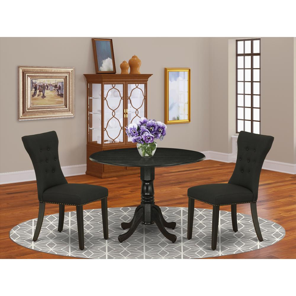 Dining Room Set Wirebrushed Black, DLGA3-ABK-24. Picture 2