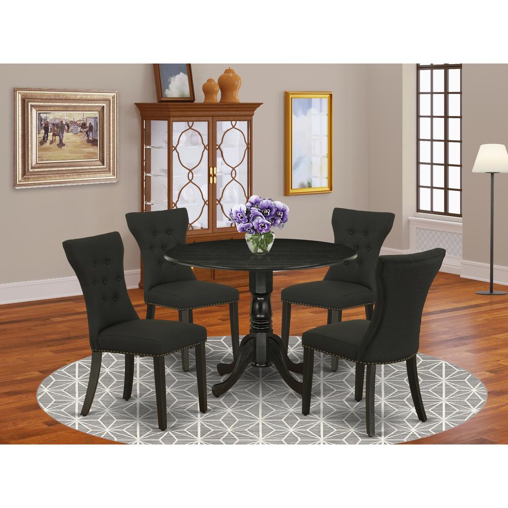 Dining Room Set Wirebrushed Black, DLGA5-ABK-24. Picture 2