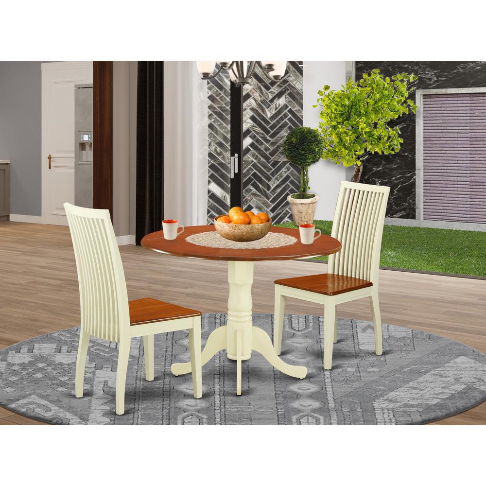 Dining Room Set Buttermilk & Cherry, DLIP3-BMK-W. Picture 2